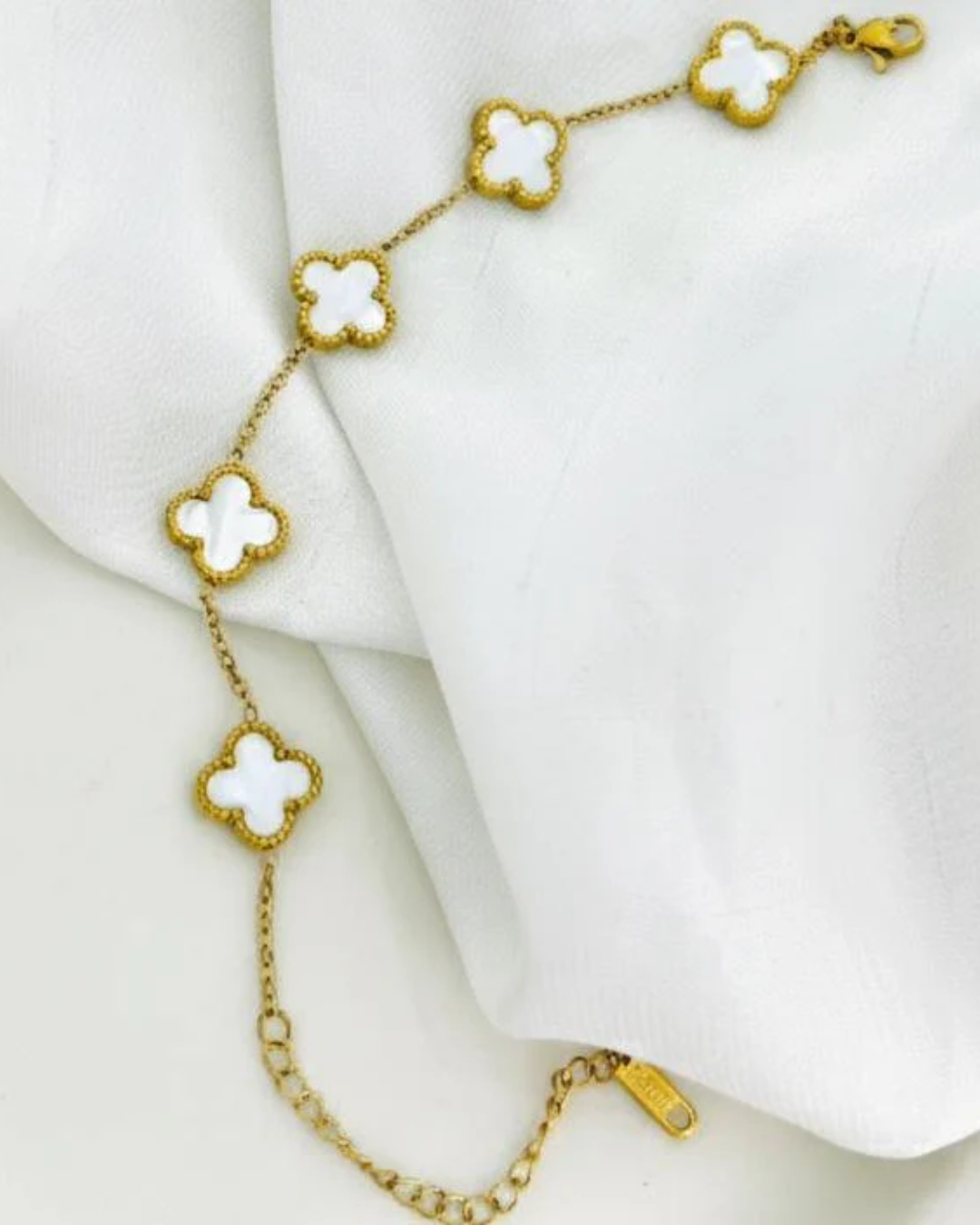 18K Gold Plated Black Clover and Heart Pendant Bracelet Bundle