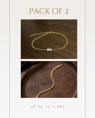 Mother of Pearl Geometric & Mesh Chain Bracelet Set
