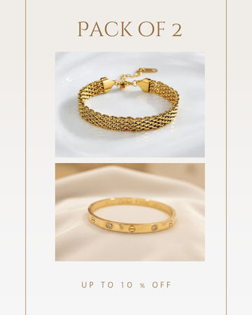 Timeless Screw Motif Bangle & Wide Mesh Chain Set
