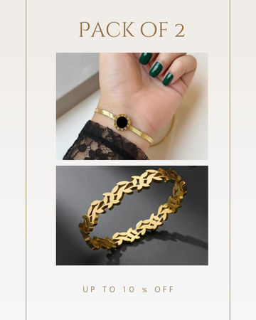 Roman Numeral Black Dial Bracelet & Olive Branch Laurel Leaf Bangle Set