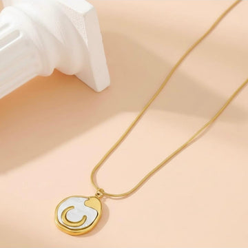 Moon Heart White Enamel Necklace