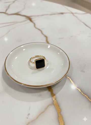 Noir Black Square Ring