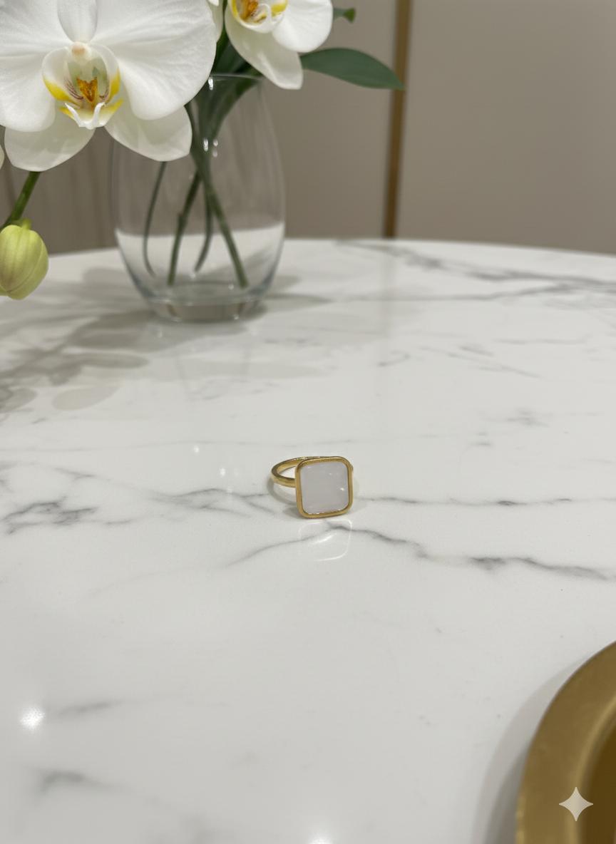 Noir Silver Square Ring