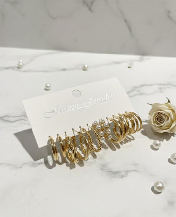 Golden Hoop Earring Set of 6