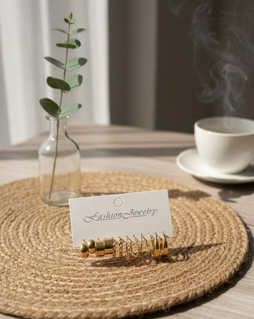 Golden Hoop Earring Set of 6