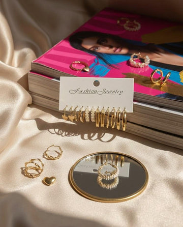 Golden Hoop Earring Set of 6