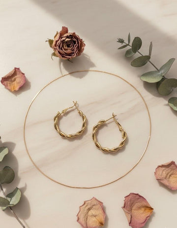 Golden Twisted Hoop Earrings