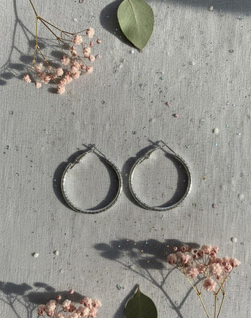 Silver Textured Hoops