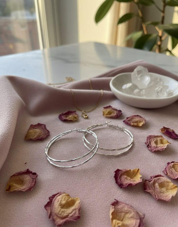 Hammered Silver Hoops