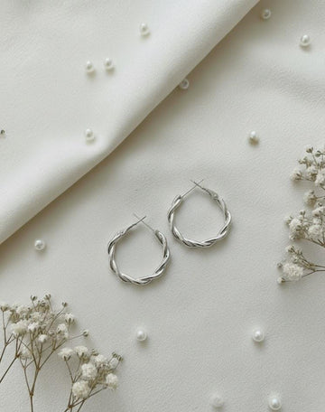 Silver Twisted Hoops