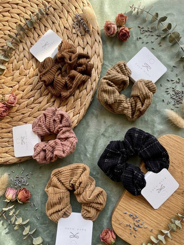 Handmade Corduroy & Textured Fabric Scrunchies