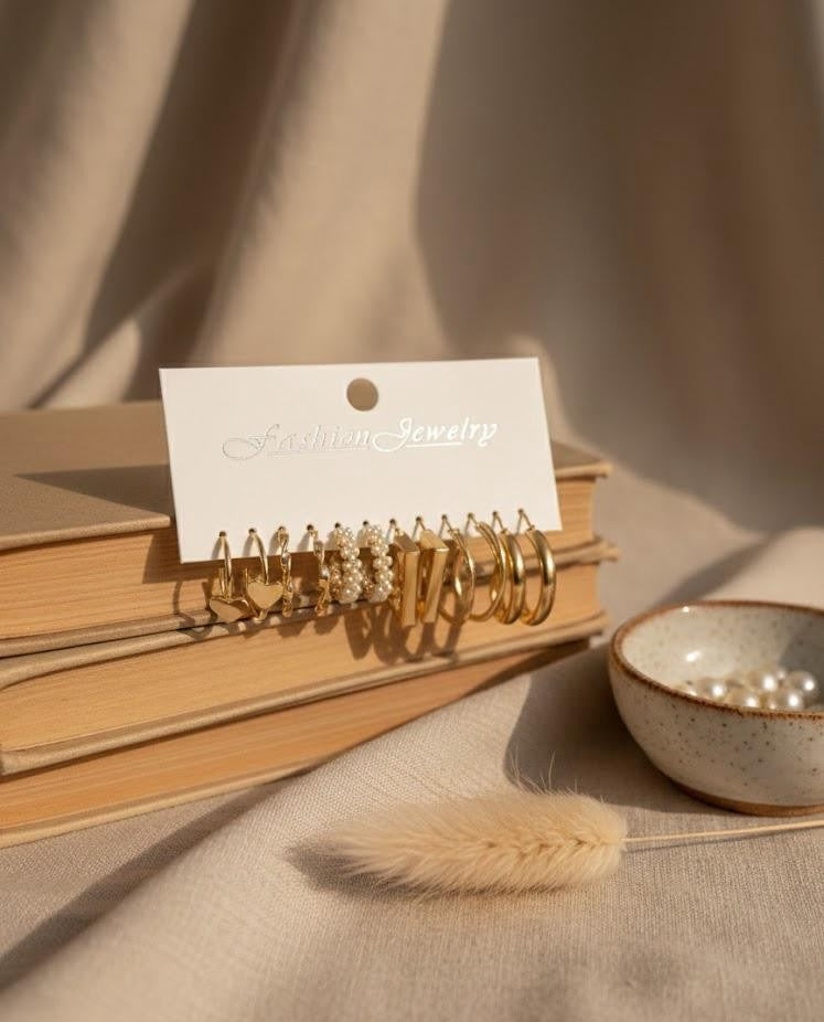 Golden Hoop Earring Set of 6