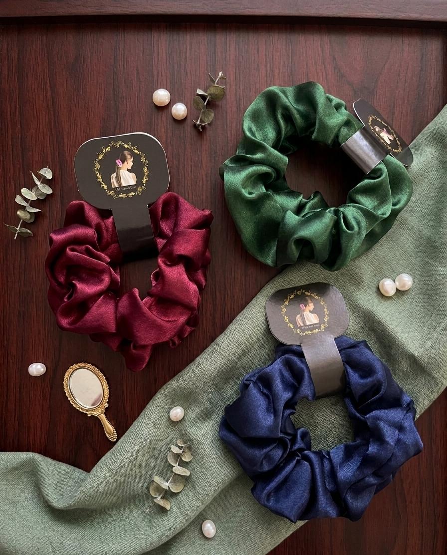 Pair of 2 Satin Scrunchies – Gentle, Stylish & Hair-Friendly