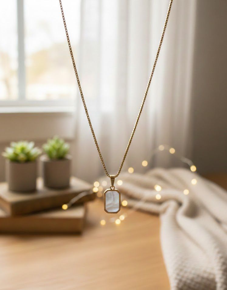 Double-Sided Square Pendant Necklace